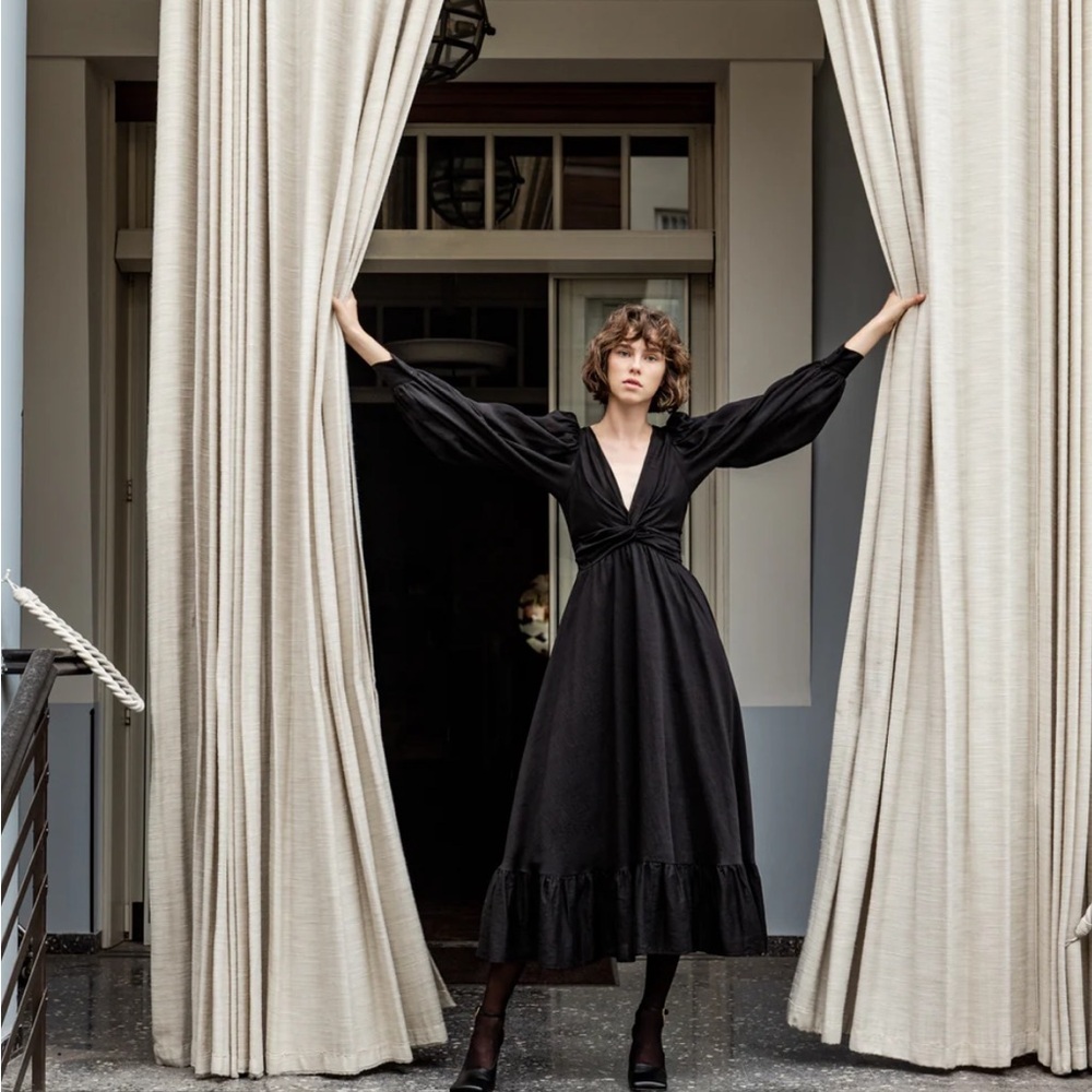 Sabina Musayev Daphna Black Midi Dress XS - Picture 3 of 11